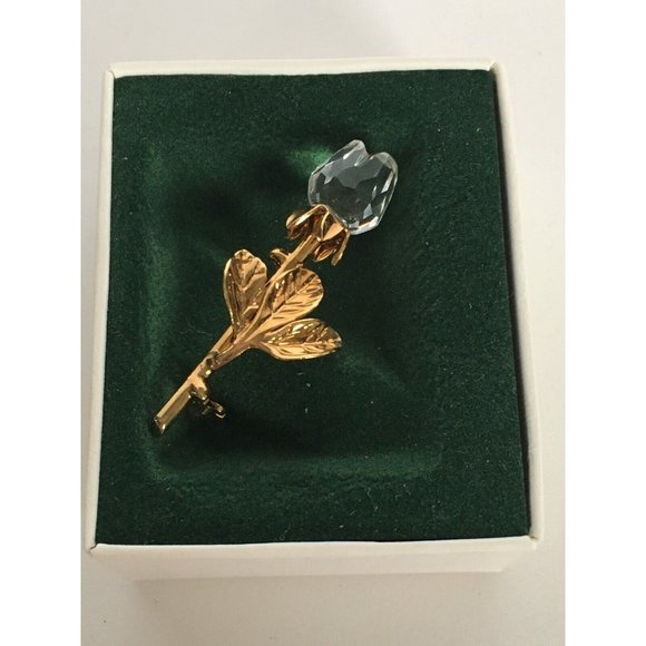 Swarovski Crystal Rose Pin Accessory Flower Mothers Day Gift Idea Jewelry - Picture 2 of 8